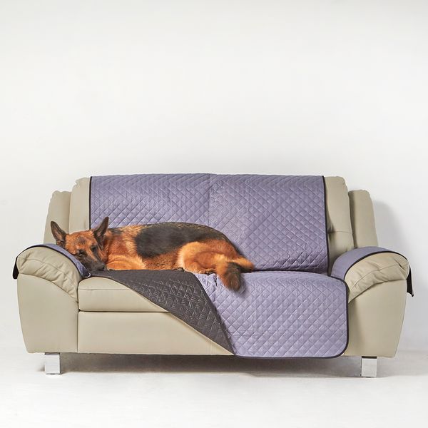 protector de sofa 2 puestos doble faz gris negro