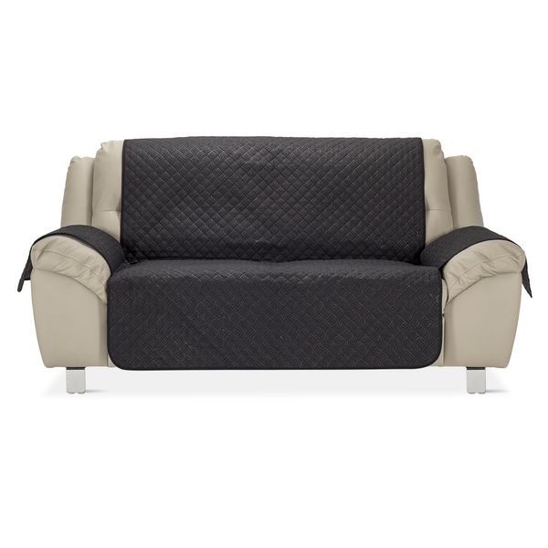 protector de sofa 2 puestos doble faz gris negro