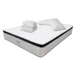 Combo-Colchon-One-Pillow-Semi-Doble-190-120-28Cm-Prot-Almoha-Gris-Blanco